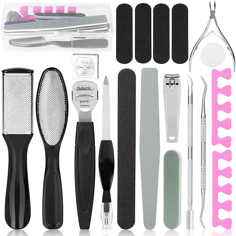 Linkhood Professional Pedicure Tools Set(20 in 1), Foot Care Pedicure Kit Stainless Steel Foot Rasp Foot Dead Skin Remover Pedicure Kit for Men Women Mother’S Day Gift - BeesActive Australia