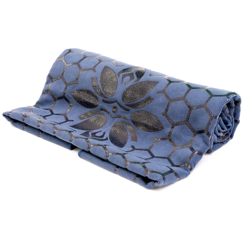 Yoga Mat Towel Non Slip, Clever Towel Smooth Two-Sided Skidless Design for Better Grip, Larger Size 73 x 26 inches, Soft Suede Microfiber Moisture Wicking Material, Mat Topper for Hot Yoga, Bikram Darkblue - BeesActive Australia