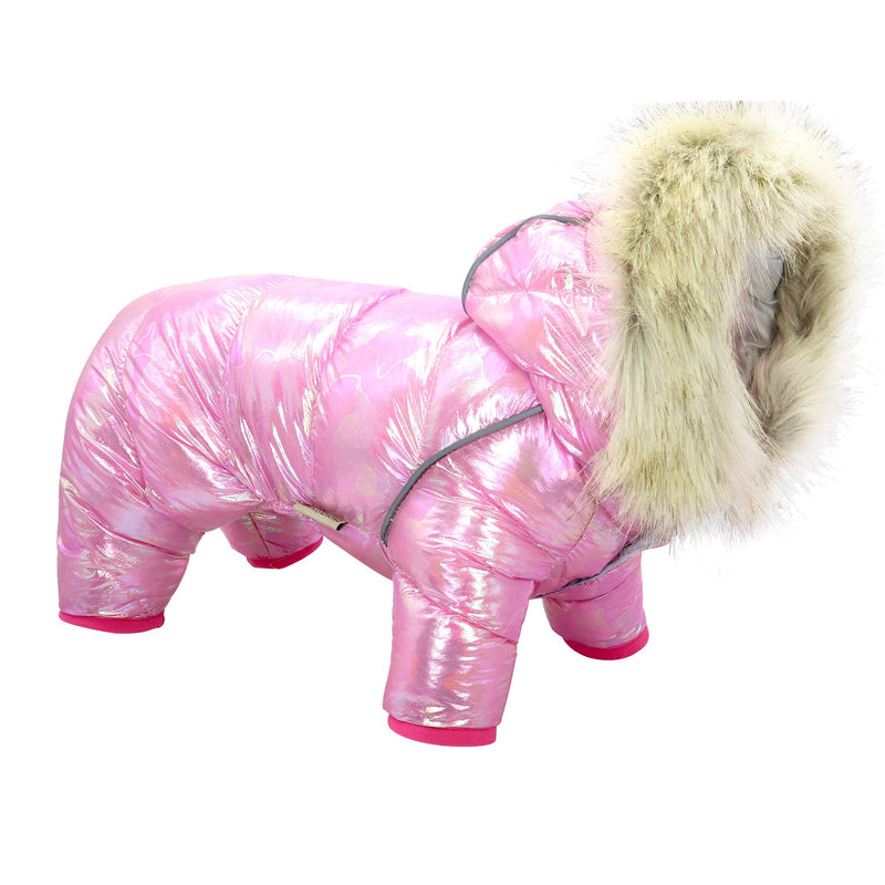 Beirui Waterproof Small Dog Coats for Winter - Warm Padded Pet Puppy Dog Snow Jacket - Cute Hoodie Clothes for Small Dogs Cat Puppies Chest:16.0”,Back:11.0”(Fit 7-11 lbs) Pink - BeesActive Australia