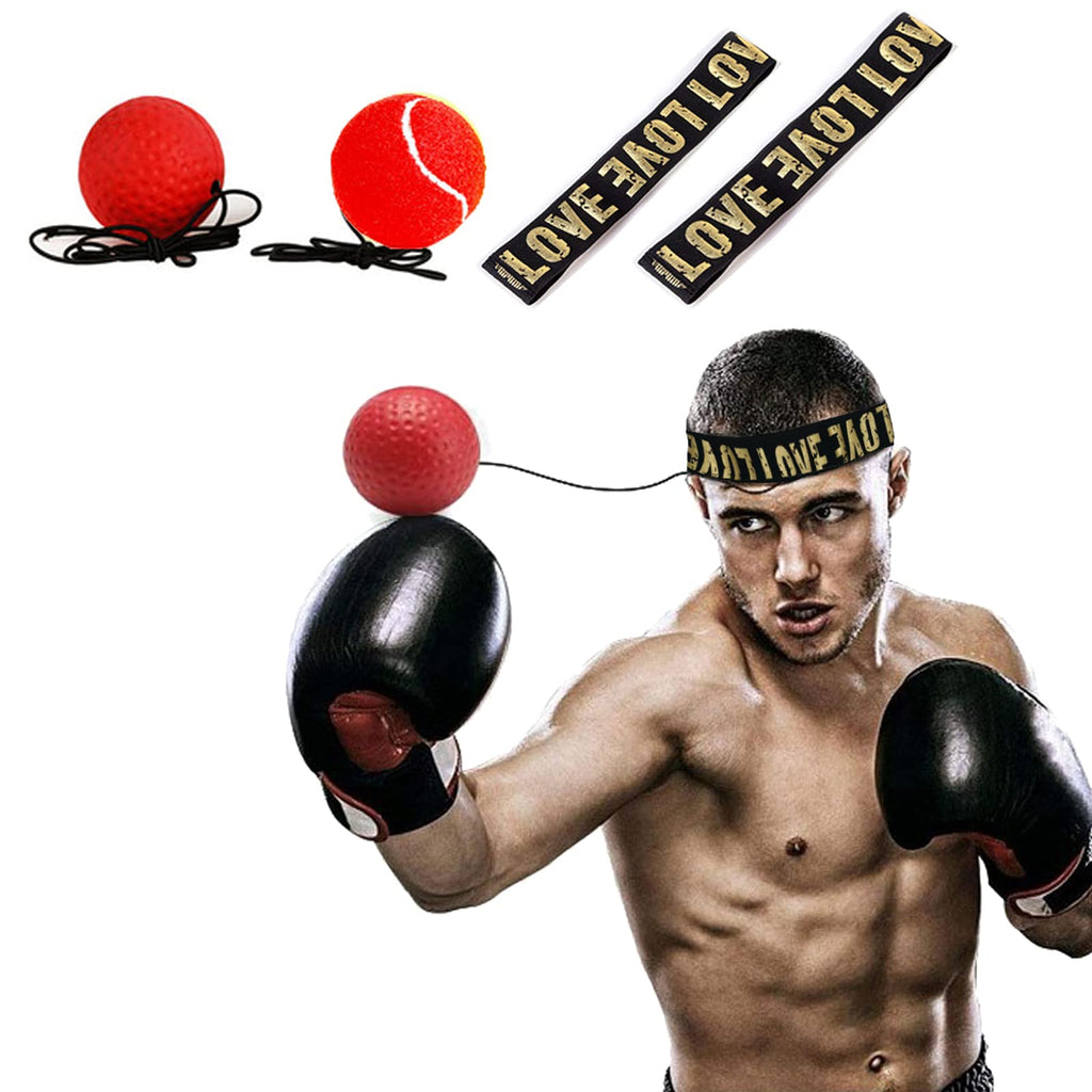 Boxing Reflex Ball Set Reflex Ball on String with Headband for Reflex Focus Fight Skill Accuracy and Hand Eye Coordination Fitness Training of Boxing,2Pcs Difficulty - BeesActive Australia