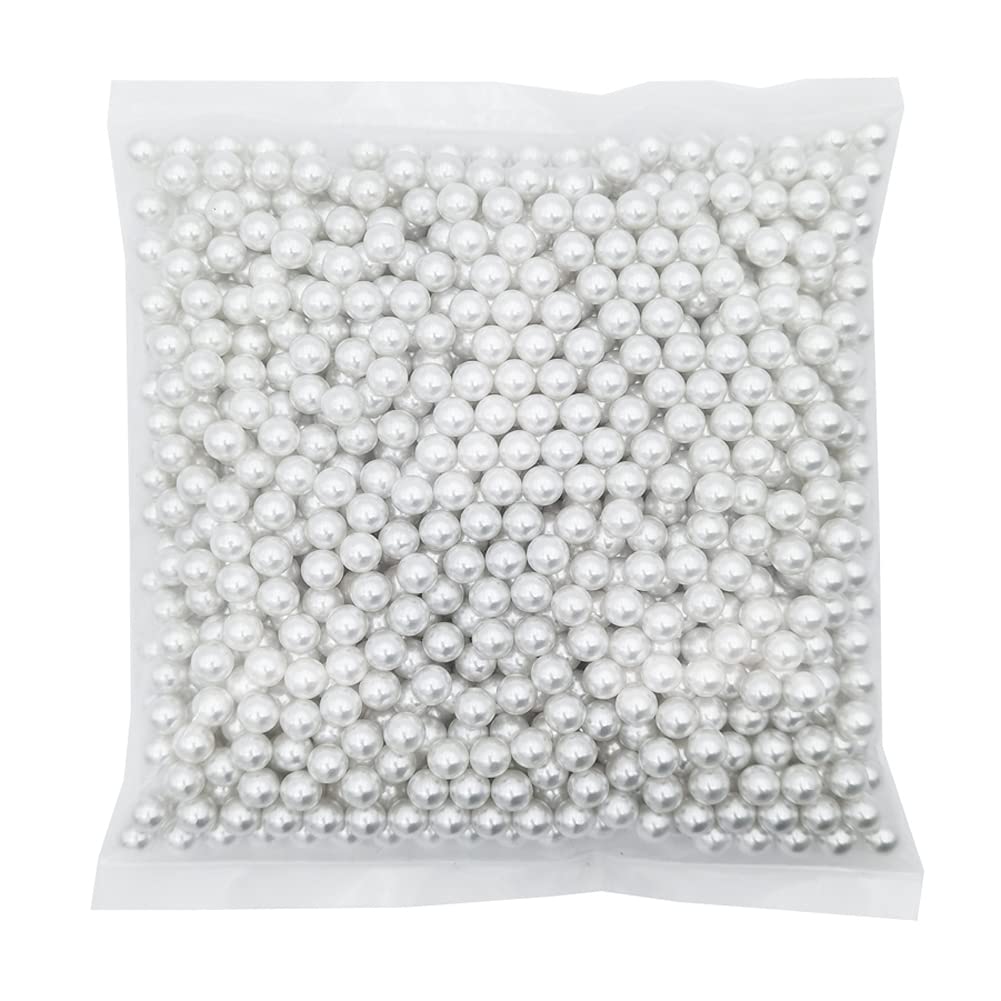 INSPIRELLE 1100 Pieces White Undrilled Art Faux Pearls for Vase Fillers, 8mm No Hole Makeup Beads to Hold Brush Lipstick Eyeliner, Imitation Round Pearl Beads for Table Scatter Home Wedding Decoration - BeesActive Australia