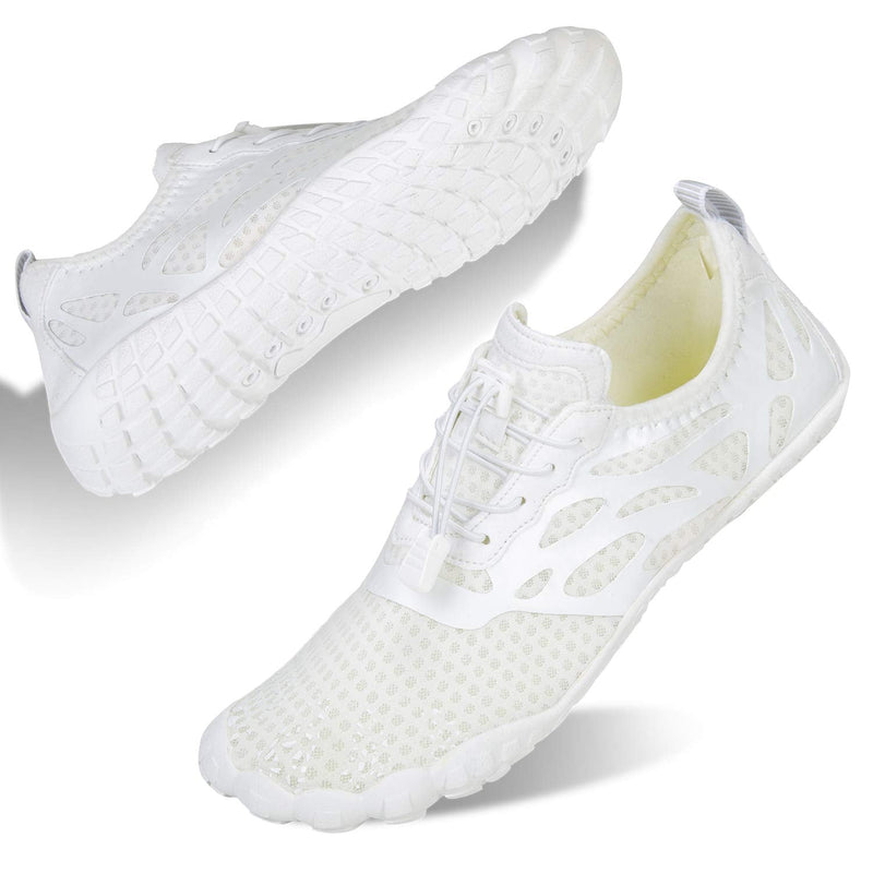Water Shoes Mens Womens Barefoot Diving Swim Shoes Water Sports Non-Slip Aqua Shoes for Swim Pool, Beach,Hiking, Kayaking, Boating,Surfing 13.5 Women/12 Men White-b - BeesActive Australia