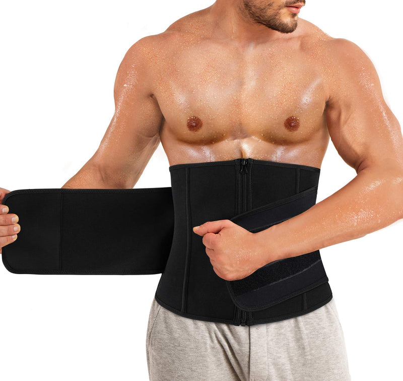 TAILONG Mens Waist Trimmer Belt Neoprene Waist Trainer for Weight Loss Slimming Body Shaper Workout Belly Band Sports Girdles Black Small - BeesActive Australia