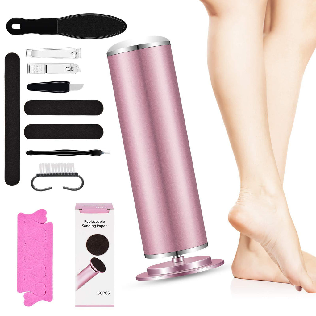 Electric Foot Callus Remover, Adjustable Speed Portable Callous Remover for Feet with 60pcs Replacement Sandpaper Discs, Professional Foot Dead Skin Remover Pedicure Tools Kit, Rose Gold - BeesActive Australia