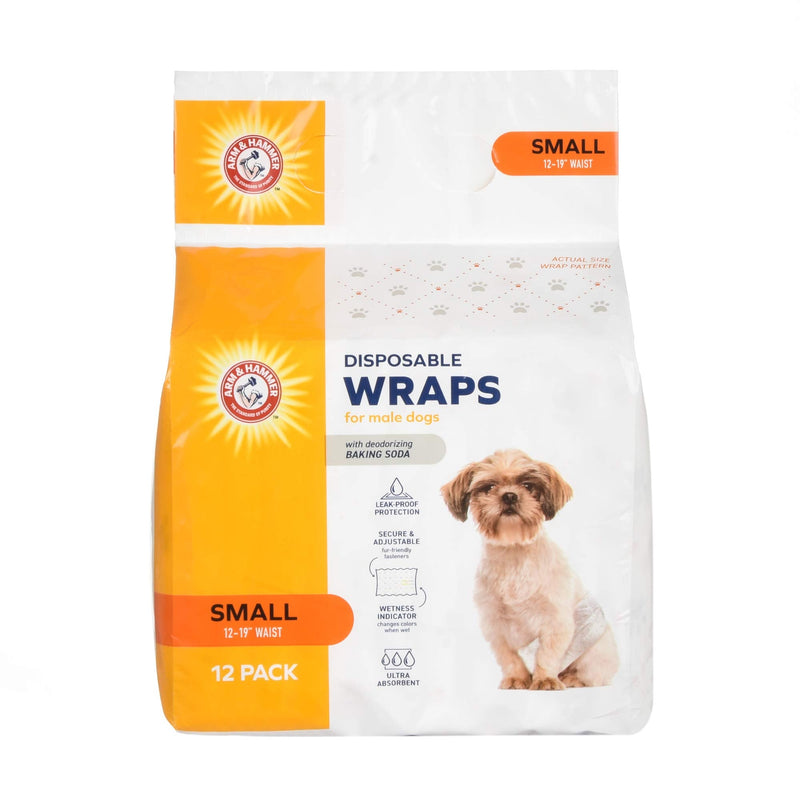 Arm & Hammer for Pets Dog Diapers, 12 Count-Ultra-Absorbent, Adjustable Dog Diapers with Leak-Proof Protection and Wetness Indicator-Male and Female Dog Wraps, Diapers for Pets from Arm and Hammer Male Small - 12 Count - BeesActive Australia