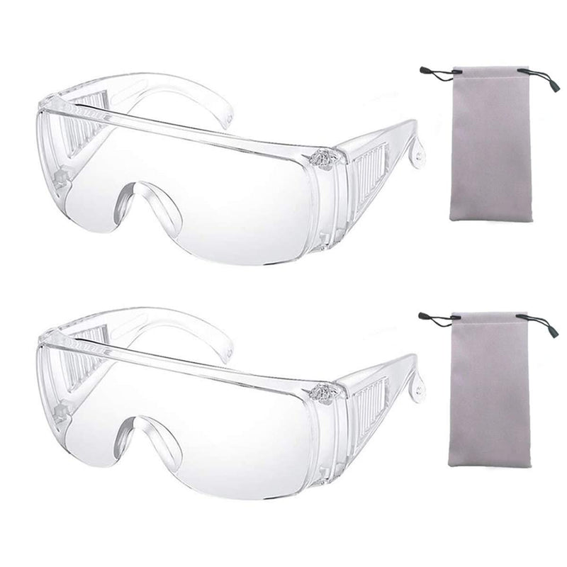 2Pcs Safety Glasses Protective Safety Goggles Clear Anti-Scratch Lenses Anti-Fog UV Protection Adjustable Eyewear Goggles 2pcs - BeesActive Australia