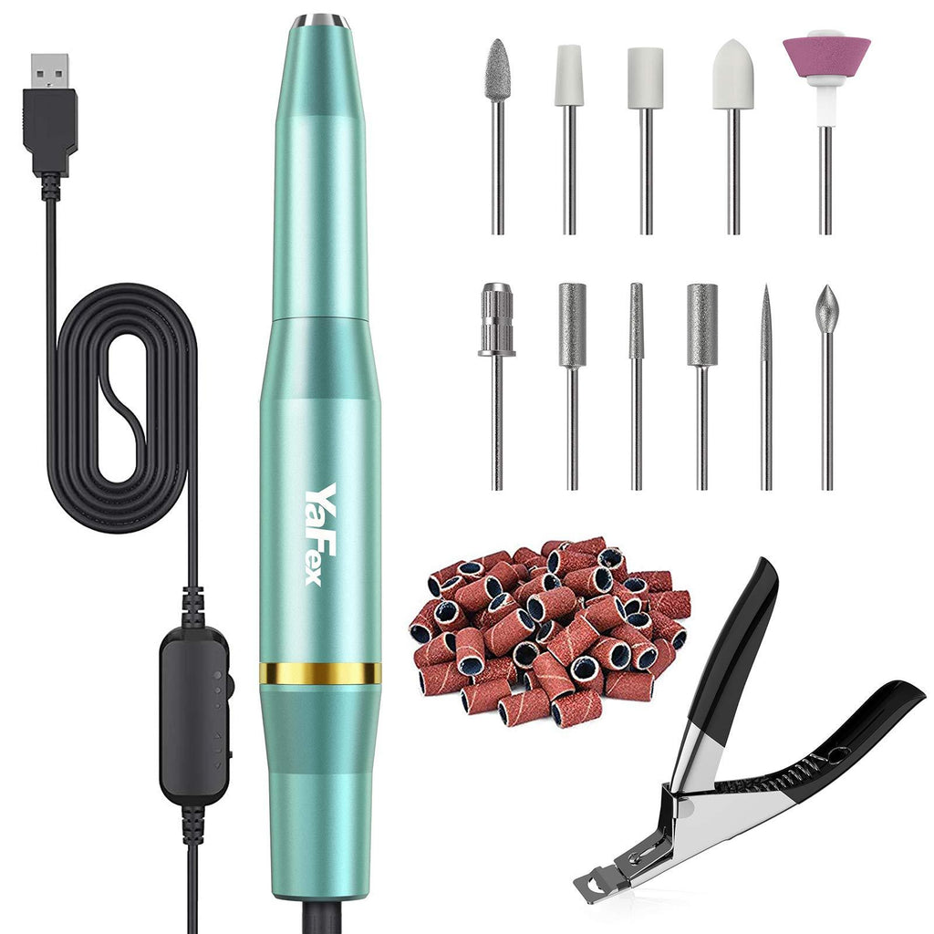 Electric Nail Drill Kit, YaFex Professional Acrylic Nail File Portable Manicure Pedicure Drill Set for Acrylic Gel Nails with False Nail Clipper, Drill Bits Kit and Sanding Bands - BeesActive Australia