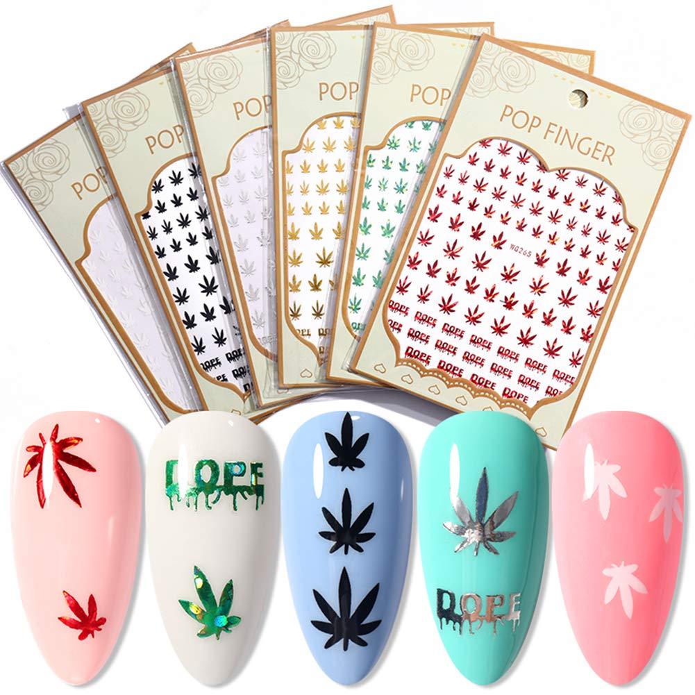 3D Bronzing Maple Leaf Nail Sequin Art Sticker Acrylic Nail Sticker Set Self Adhesive Design Nail Decoration Total (6 Sheets/Set) - BeesActive Australia