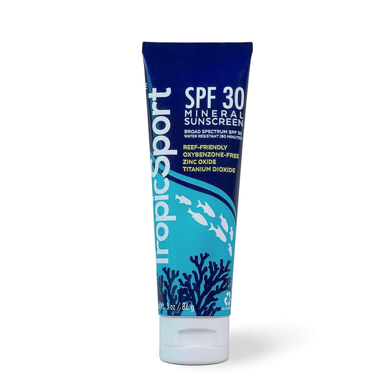TropicSport Mineral Sunscreen Lotion SPF 30, Reef Friendly, Water Resistant, Broad Spectrum, Natural Organic, Kids and Family Safe, Long Lasting, Recyclable Packaging, 3 Fl Oz - BeesActive Australia