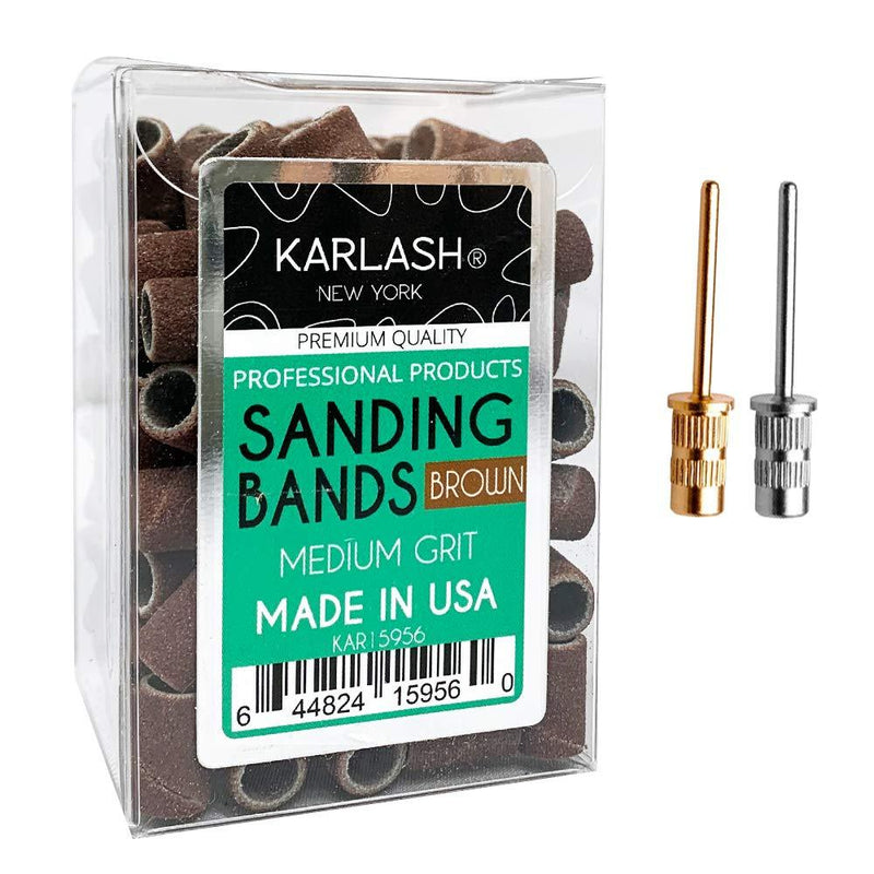 Karlash Professional Nail Sanding Bands Brown Medium Grit File + Free 2 Mandrel (1 Pack) 1 Pack - BeesActive Australia