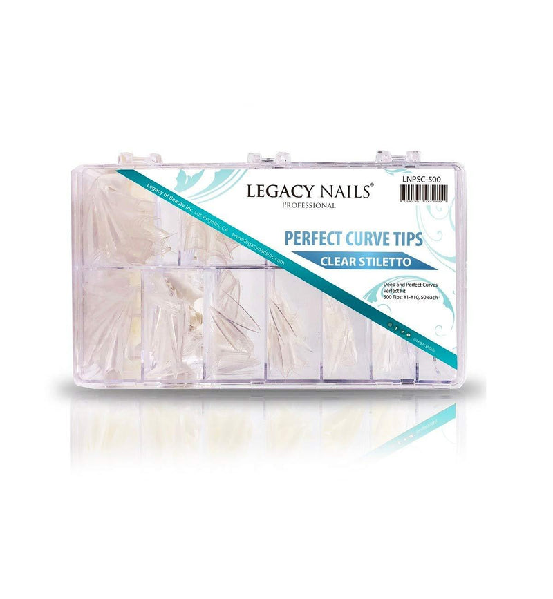 Legacy Nails Stiletto Nail Tips 500 Tips #1-#10, 50 Each in Clear/Natural (Clear) - BeesActive Australia