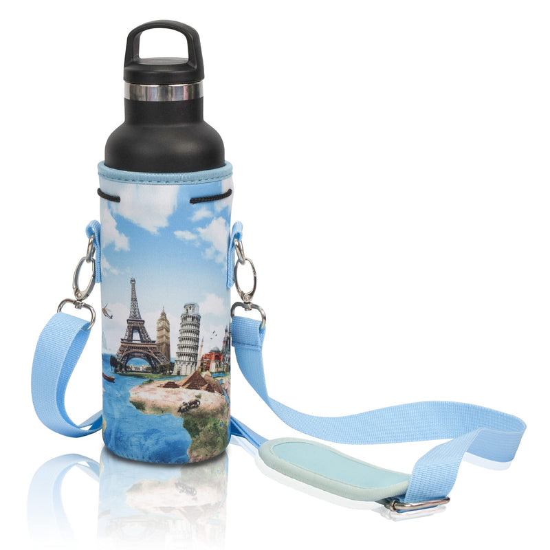 Made Easy Kit Neoprene Water Bottle Carrier Holder with Adjustable Shoulder Strap for Insulating & Carrying Water Container Canteen Flask Available in 5 Sizes 7 Wonders S (12oz-14oz) - BeesActive Australia