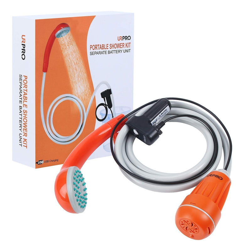 URPRO Portable Camping Shower, Outdoor Shower Head, Shower Pump, Detachable USB Rechargeable Batteries, Pumps Water from Bucket, for Camping, Hiking, Pet Cleaning, Pet Shower, Car Washing - BeesActive Australia