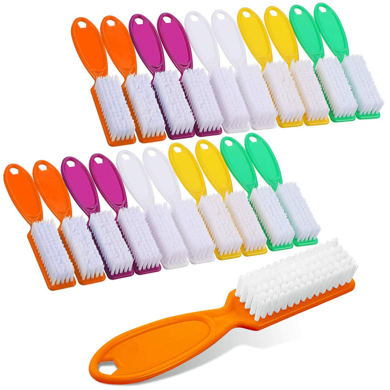 HOFASON 20Pcs Handle Grip Nail Brush, Hand Fingernail Cleaner Brush Manicure Tools Scrub Cleaning Brushes Kit for Toes and Nails Women Men(Random Colors) - BeesActive Australia