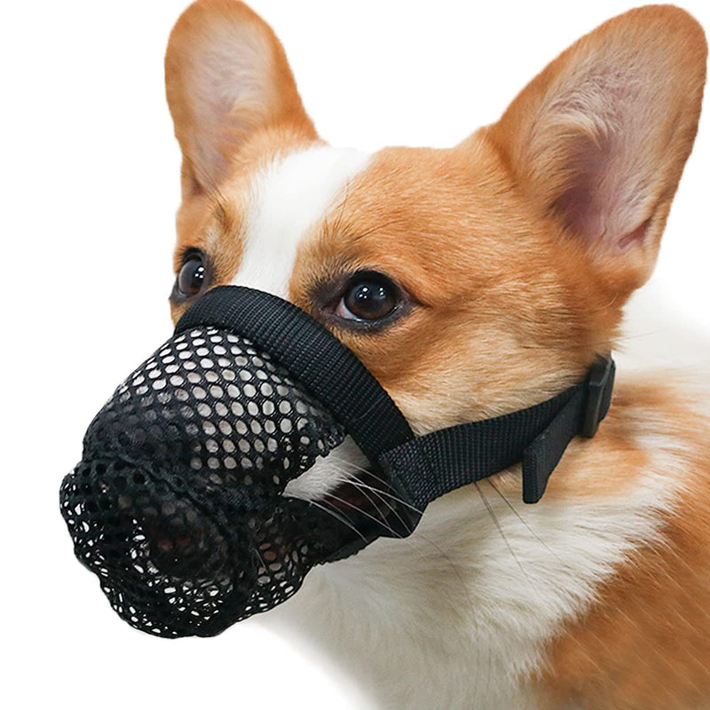 Breathable Mesh Dog Muzzle, Poisoned Bait Protective Muzzle for Dogs to Prevent Biting and Barking S Black - BeesActive Australia