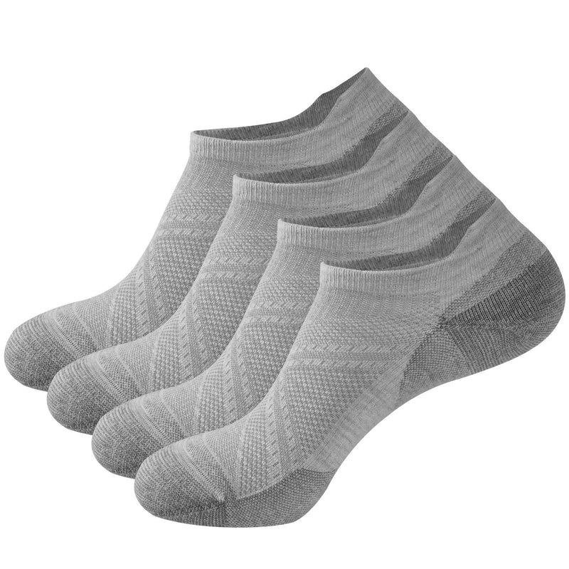 ECOEY ULTIMATE No Show Merino Wool Athletic Socks for Men and Women 2/4 Pairs Light Grey 4 Pairs 9-11 - BeesActive Australia