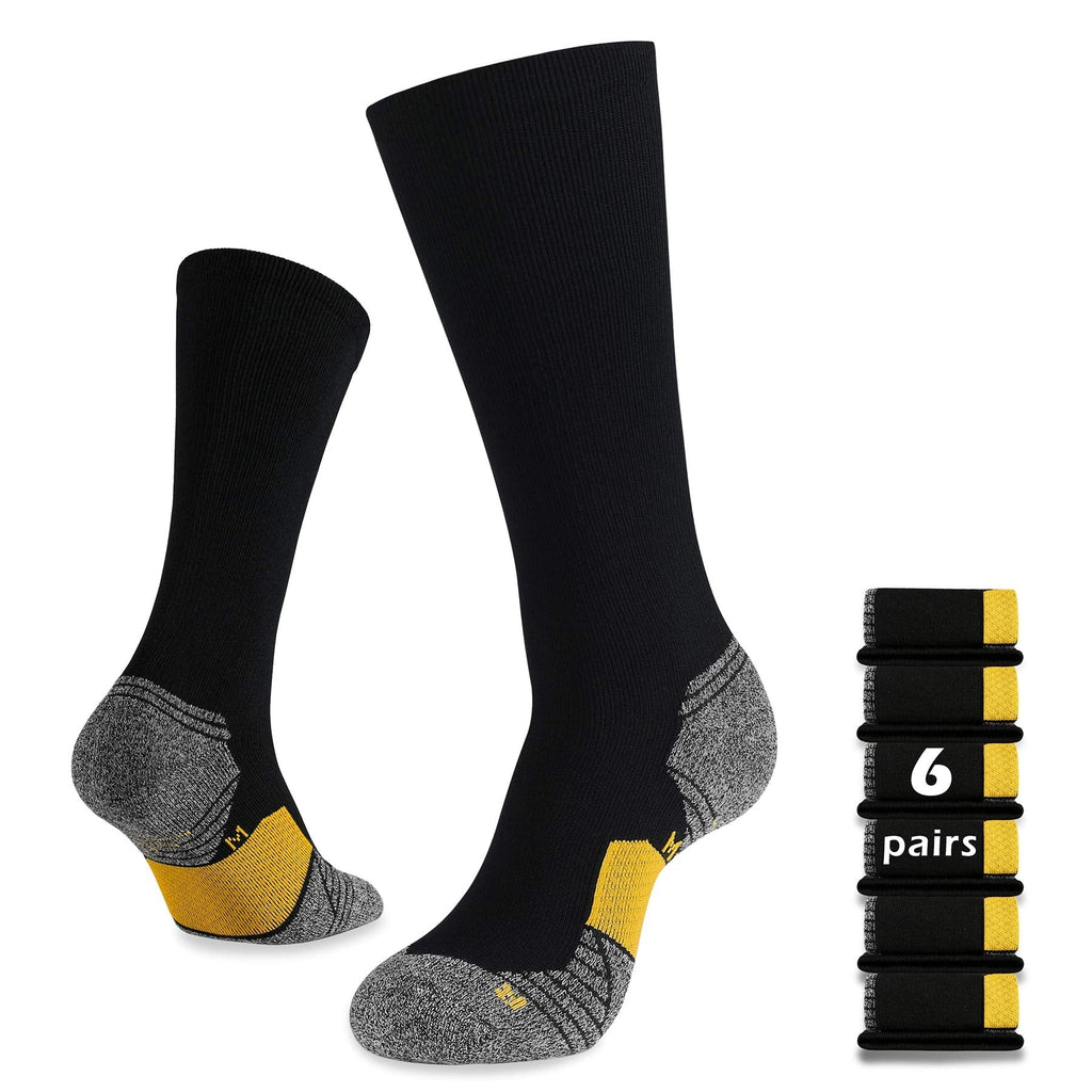 WANDER 6 Pairs Men's Athletic Run Cushion Over-the-Calf Tube Socks 6 Pairs Yellow X-Large - BeesActive Australia