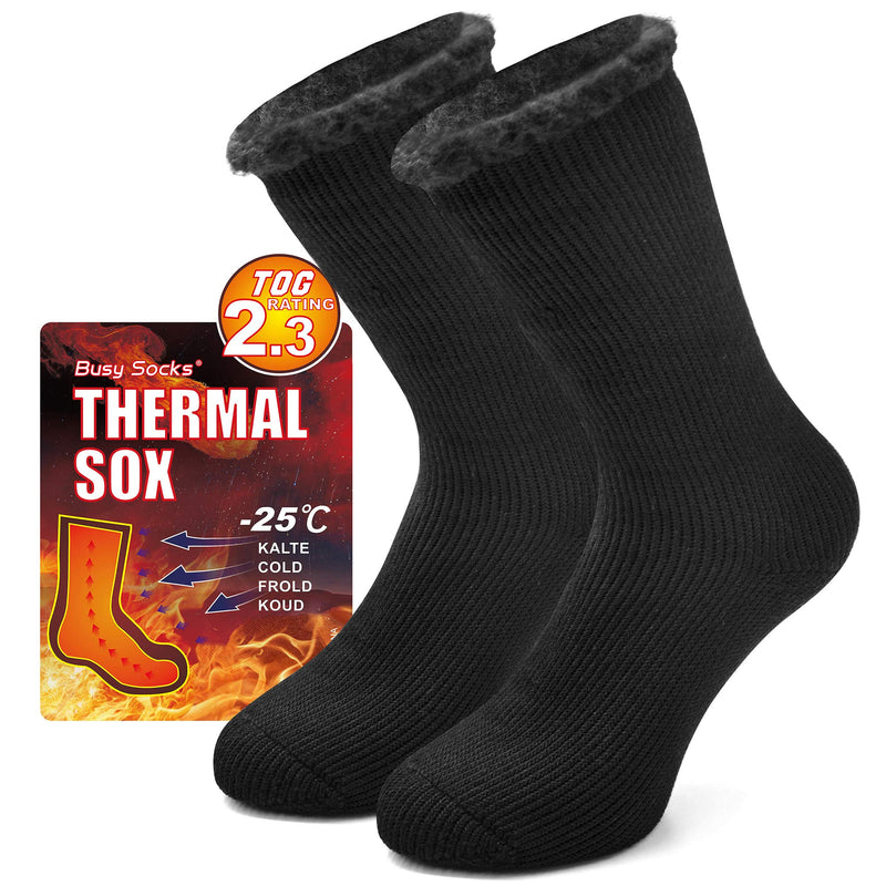 Winter Warm Thermal Socks for Men Women, Busy Socks Extra Thick Insulated Boot Heated Crew Socks For Extreme Cold Weather Small-Medium Black - BeesActive Australia