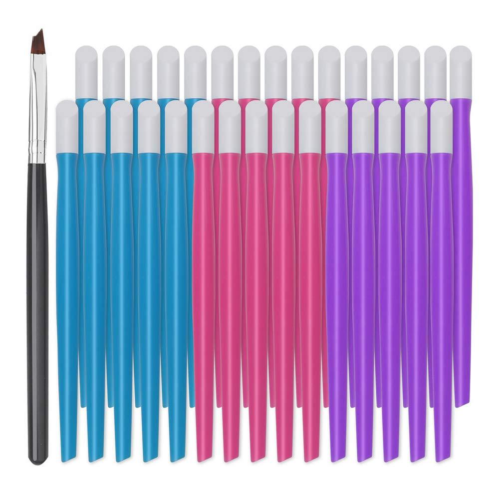 30pcs Plastic Handle Nail Cuticle Pusher, Bulk Rubber Nail Cleaner Colored Nail Art Tools with 1pcs Nail Brush for Men and Women(Pink,Blue,Purple) - BeesActive Australia