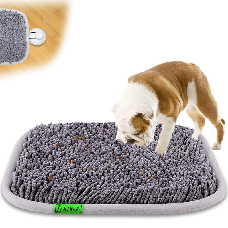 LAMTWEK Snuffle Mat for Dogs, 17" x 21" Dog Snuffle Mat Interactive Feed Game for Boredom, Encourages Natural Foraging Skills and Stress Relief, Easy to Fill Machine Washable Grey - BeesActive Australia