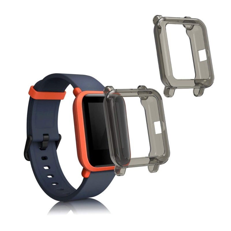 kwmobile 2-Pack Fitness Tracker Frame Compatible with Huami Amazfit Bip S/Bip S Lite - Case Sport Tracker TPU Silicone Cover - Black/Transparent black / transparent - BeesActive Australia