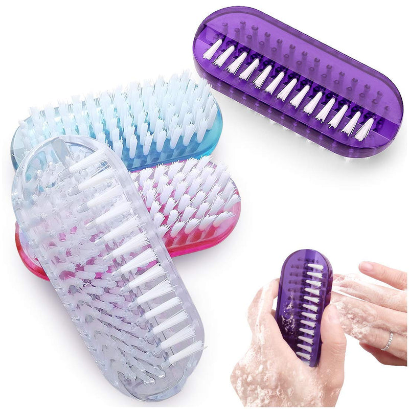 Kalevel 4pcs Plastic Nail Brush Double Sided Handle Fingernail Scrubbing Brush Toe Cleaning Brush for Men Women Kids Manicure Pedicure - BeesActive Australia