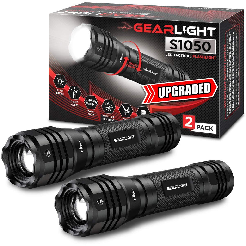 GearLight LED Flashlights S1050 [2 Pack] - Powerful High Lumens Zoomable Tactical Flashlight - Bright Small Flash Light for Camping Accessories, Emergency Gear - BeesActive Australia