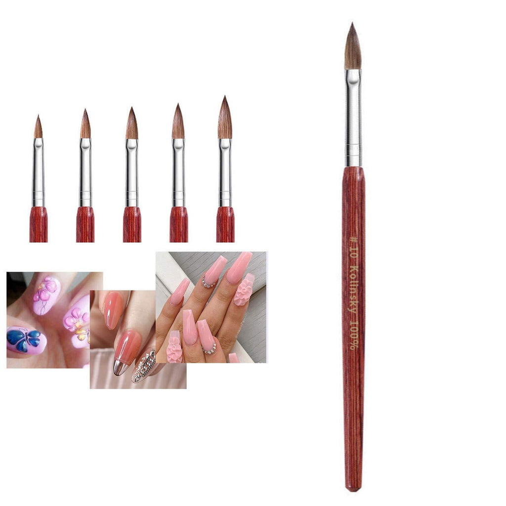 Yelna Kolinsky Acrylic Nail Brush for Acrylic Application Nail Art Brush DIY Drawing Painting Pen Size #10 - BeesActive Australia