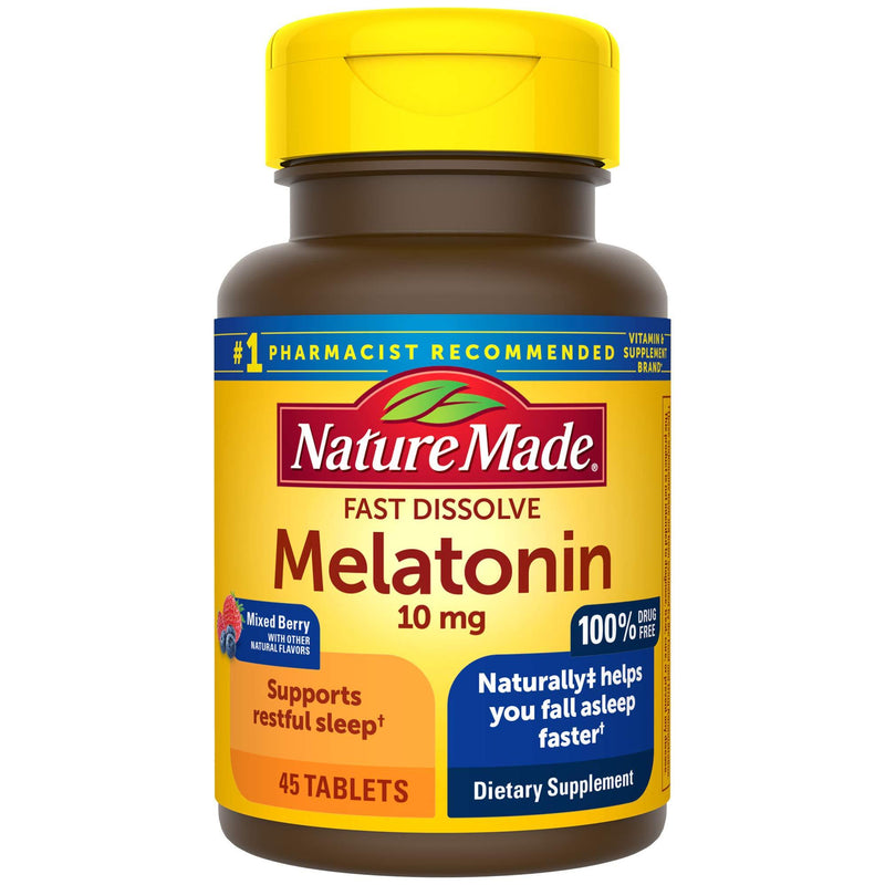 Nature Made Melatonin 10 mg Tablets, Fast Dissolve Sleep Aid, Naturally Helps You Fall Asleep Faster, 45 Count - BeesActive Australia