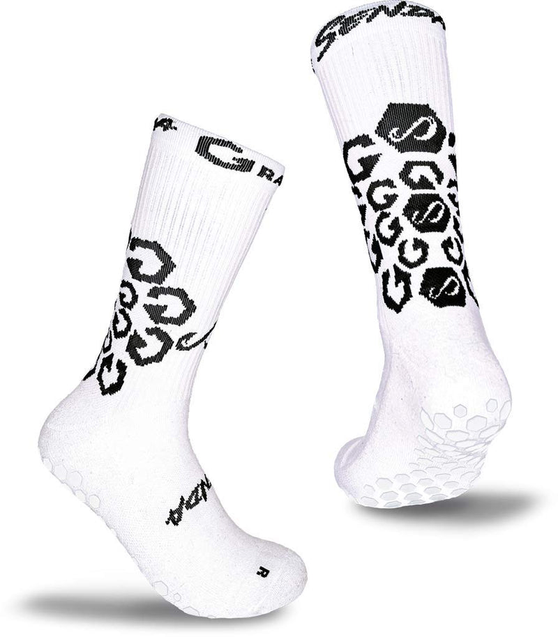 SENDA Gravity Performance Grip Socks - Crew Length White Medium - BeesActive Australia