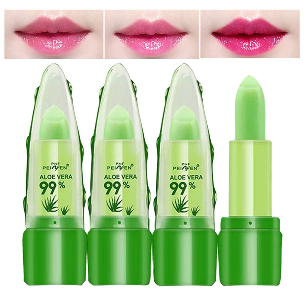 Skynest 3 Pack Aloe Vera Lip Balm, Moisturizing Lipstick Temperature Color Change Lipstick Long Lasting Nutritious Aloe Vera Lip Plumper Set (Green) - BeesActive Australia