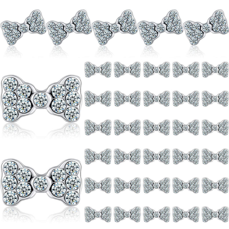 40 Pieces 3D Bow Nail Charms Bow Tie Design Nail Art Slices Rhinestone Alloy Bow Nail Art Decals Bow Nail Art Decoration for Women Girls DIY Nail Art - BeesActive Australia