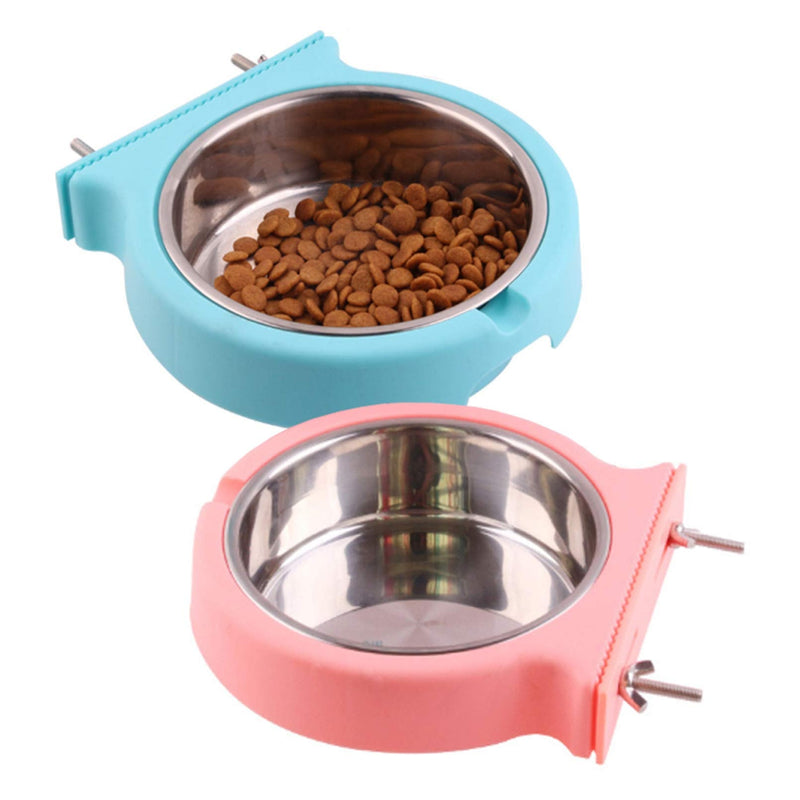 kahson Crate Dog Bowl, Removable Stainless Steel Food & Water Bowls Hanging Pet Cage Coop Cup for Puppy Cat Birds Rabbits(2 Pack) - BeesActive Australia