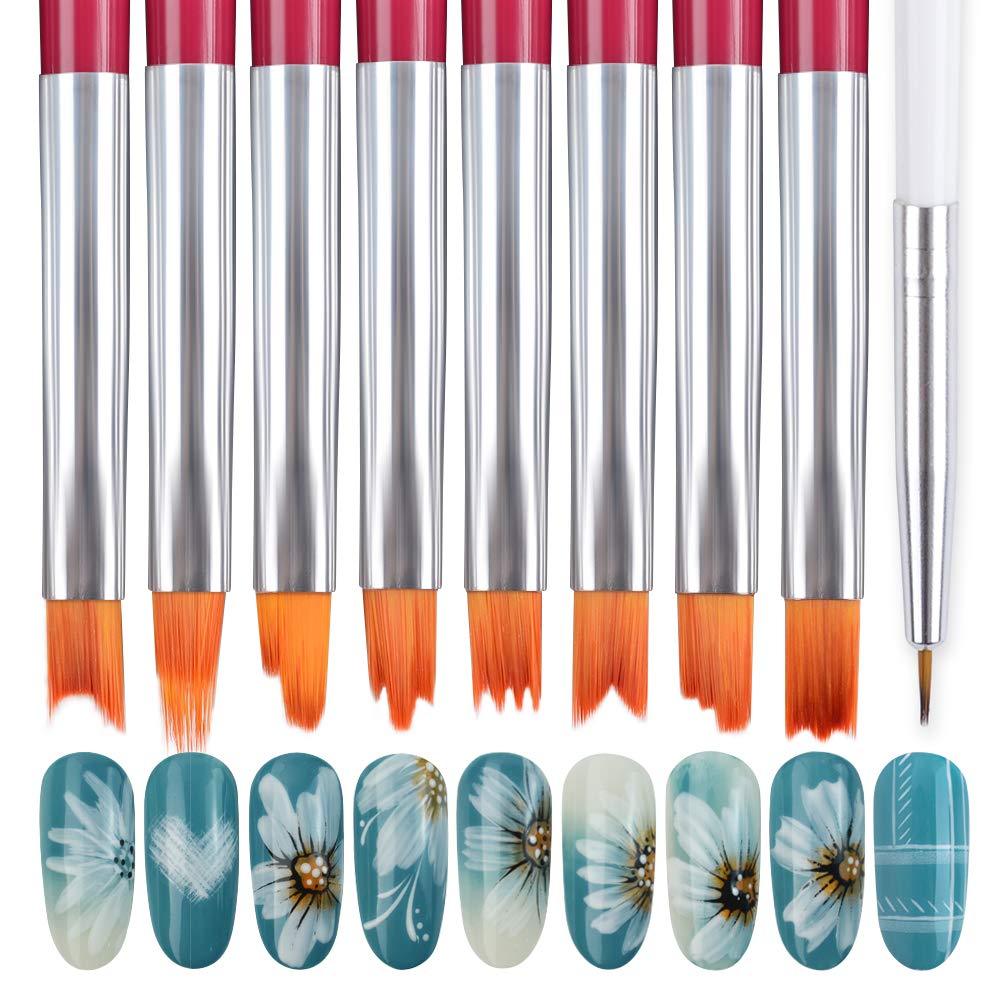 9Pcs Nail Brush Nail Art Petal Pens Flower Nail Art Pen Nail Art Liner Brushes Set Professional DIY Flower Drawing Pen Nail Painting Brushes Gel Brushes Manicure Nail Art Polish Pen Tool - BeesActive Australia