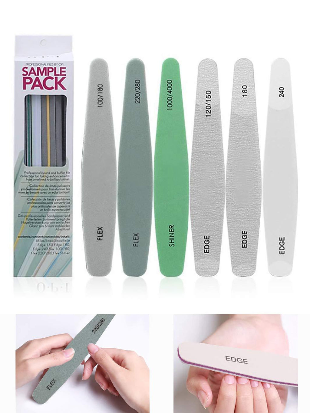 6pcs Nail Files for Nature Nails Acrylic Nail File Professional Nail Files and Buffers Emery Boards Nail Buffer - BeesActive Australia