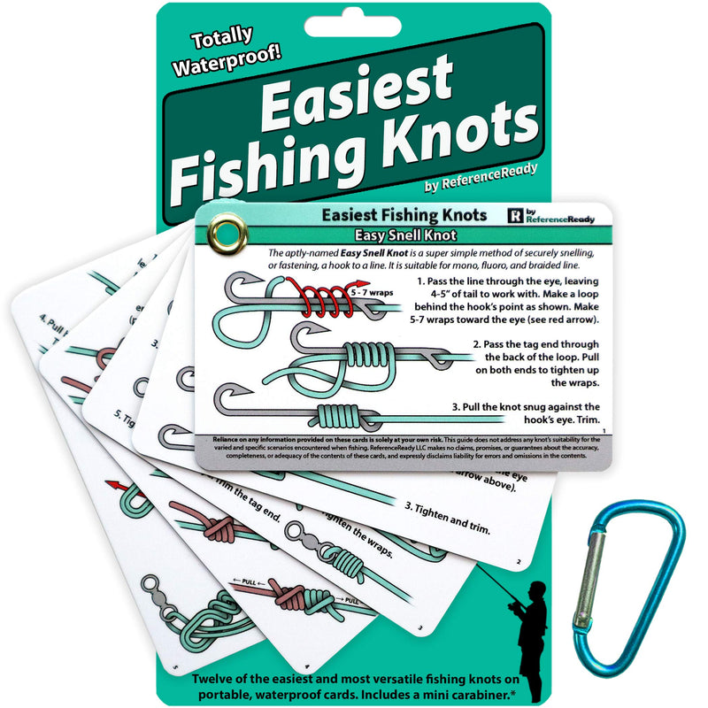ReferenceReady Easiest Fishing Knots - Waterproof Guide to 12 Simple Fishing Knots | How to Tie Practical Fishing Knots & Includes Mini Carabiner | Perfect for Beginners - BeesActive Australia