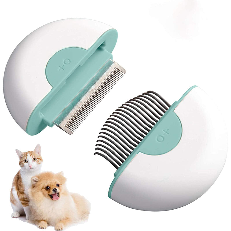 Plieren Cat Brush for Shedding and Grooming, 2 in 1 Massage Comb & Deshedding Brush for Long short haired cats &, Puppy Effectively Remove Shedding Mats, Tangled Hair, Dirt & Dander, 4×3.5inch green - BeesActive Australia