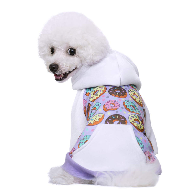 Miaododo Puppy Dog Hoodie for Small Dogs Hooded Sweatshirt with Pocket Pet Clothes Sweaters with Hat Fleece Cat Hoodies Coat Winter Medium (Chest:17 in, take a larger size) Purple - BeesActive Australia