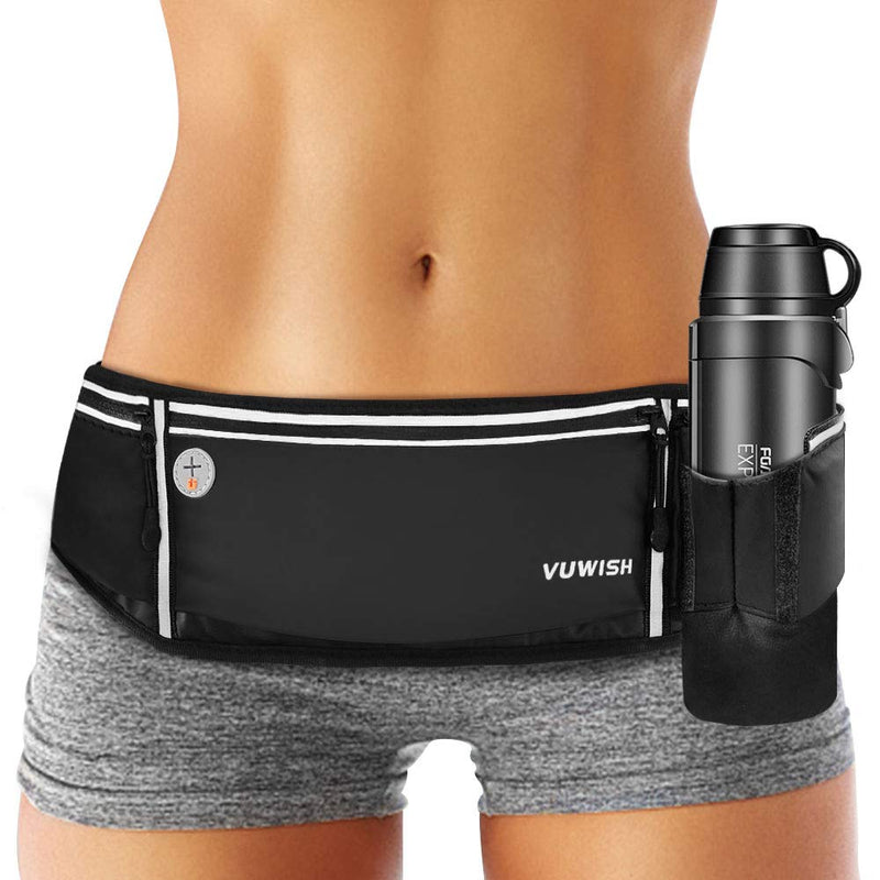 VUWISH Running Belt Fanny Pack, Adjustable Running Waist Pack Bag with Foldable Water Bottle Holder, Unisex Sport Pouch Belt for Fitness Jogging Hiking Travel,Cell Phone Holder Fits All Phones iPhone - BeesActive Australia