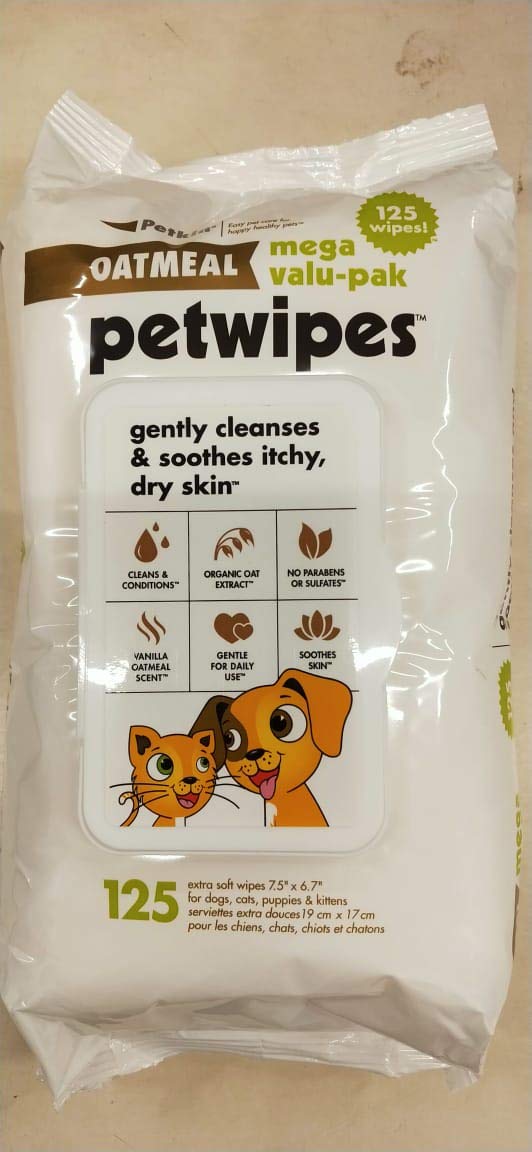 Petkin Oatmeal PetWipes Mega Valu-Pak 125 ct - BeesActive Australia