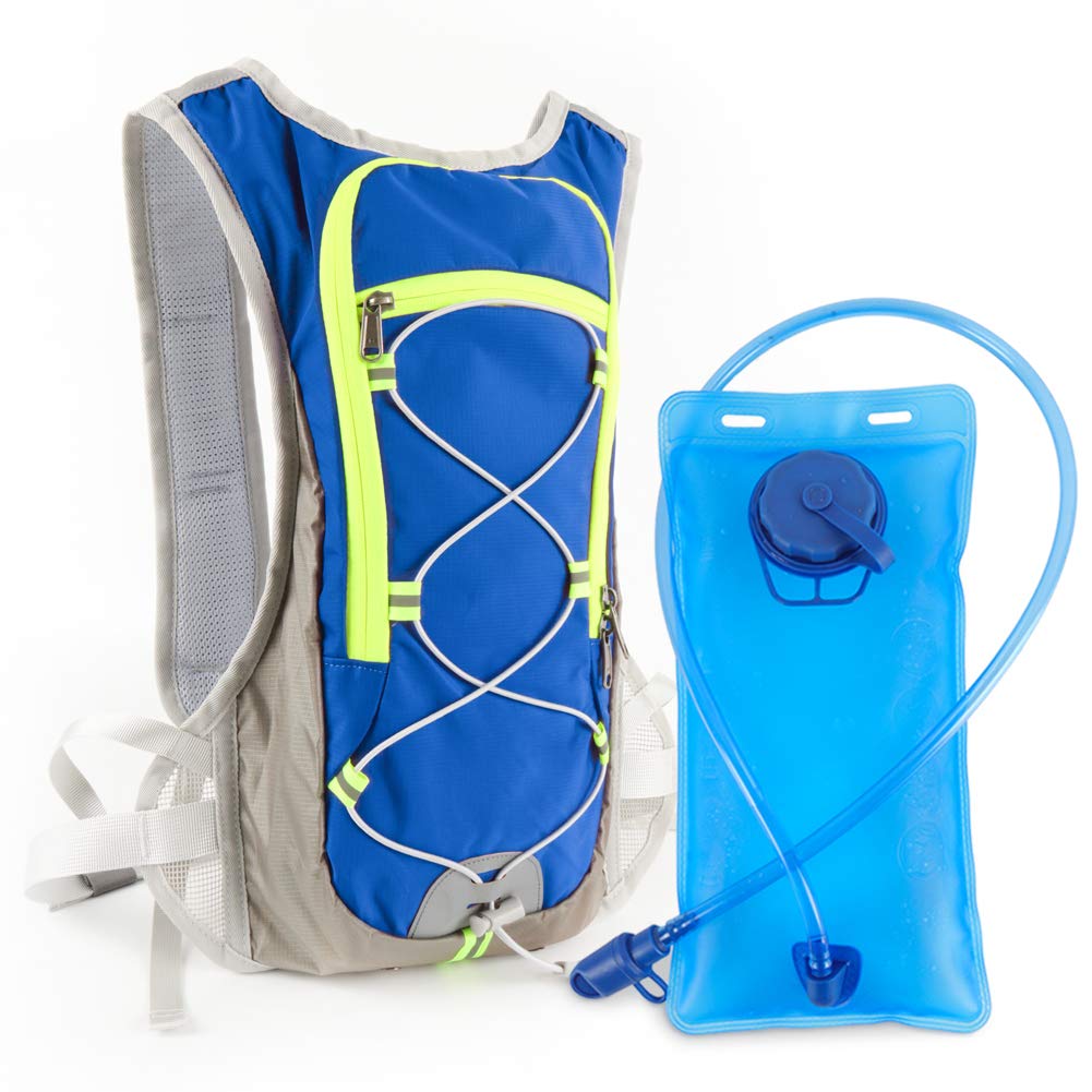Hydration Backpack with 2L Water Bladder Outdoor Pack for Running Hiking Camping Cycling Climbing Blue - BeesActive Australia