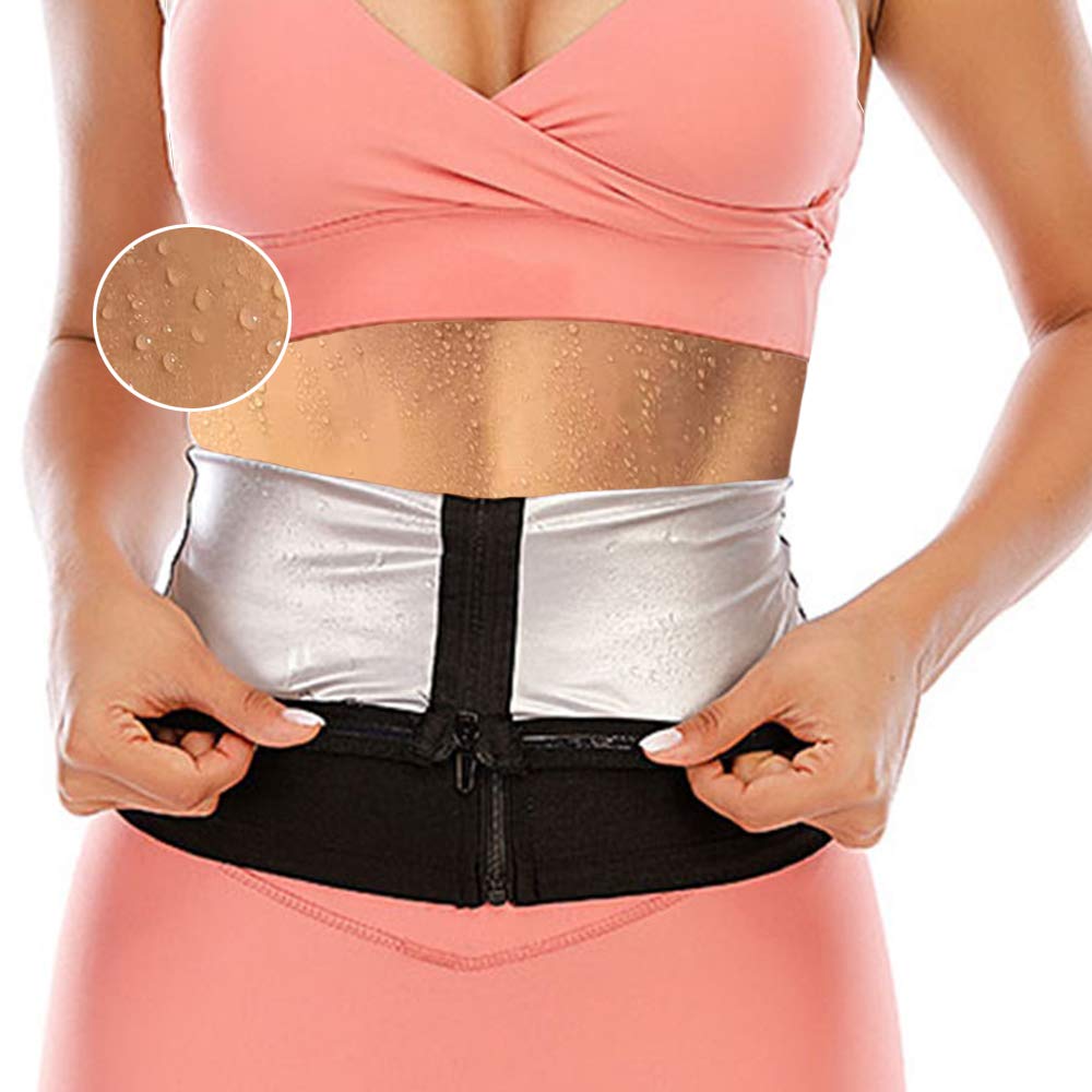 HOMETA Waist Trainer Trimmer Sauna Sweat Belt for Women Polymer Zipper Waist Cincher Girdle Slimming Body Shaper Belt Black 3X-Large - BeesActive Australia