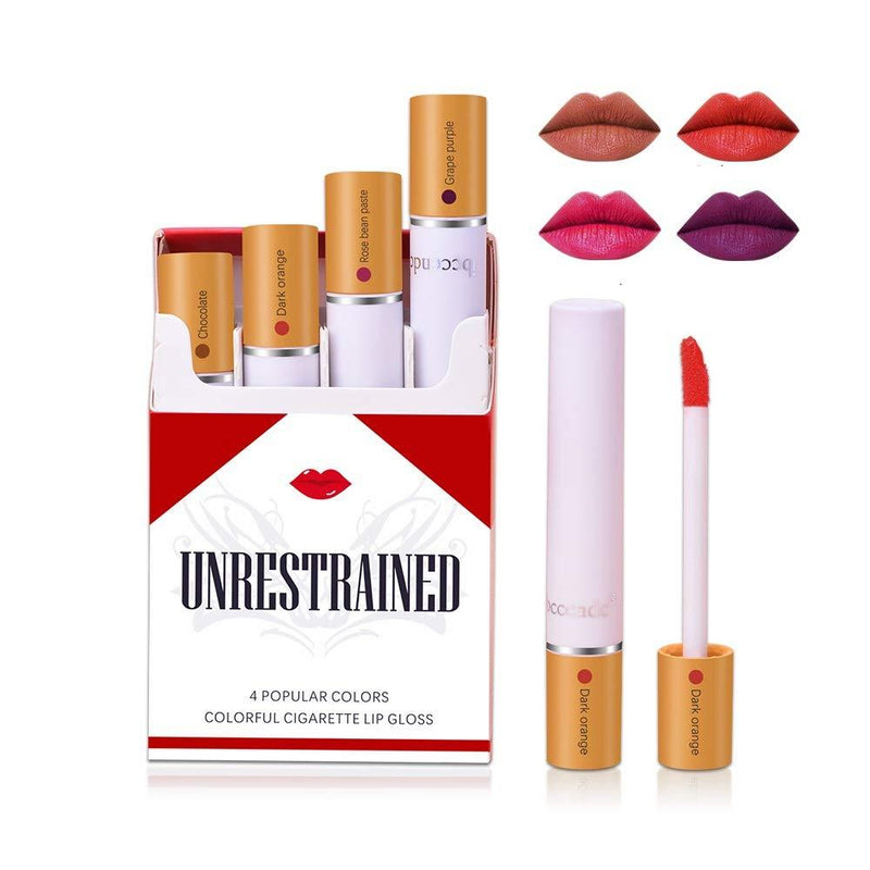 Ibcccndc 4 Pcs Cigarette Lip Gloss Stick Pack Set,All-Day Lip Color Custom Nudes,Long Lasting Waterproof Liquid Lip Stick (001) 001 - BeesActive Australia