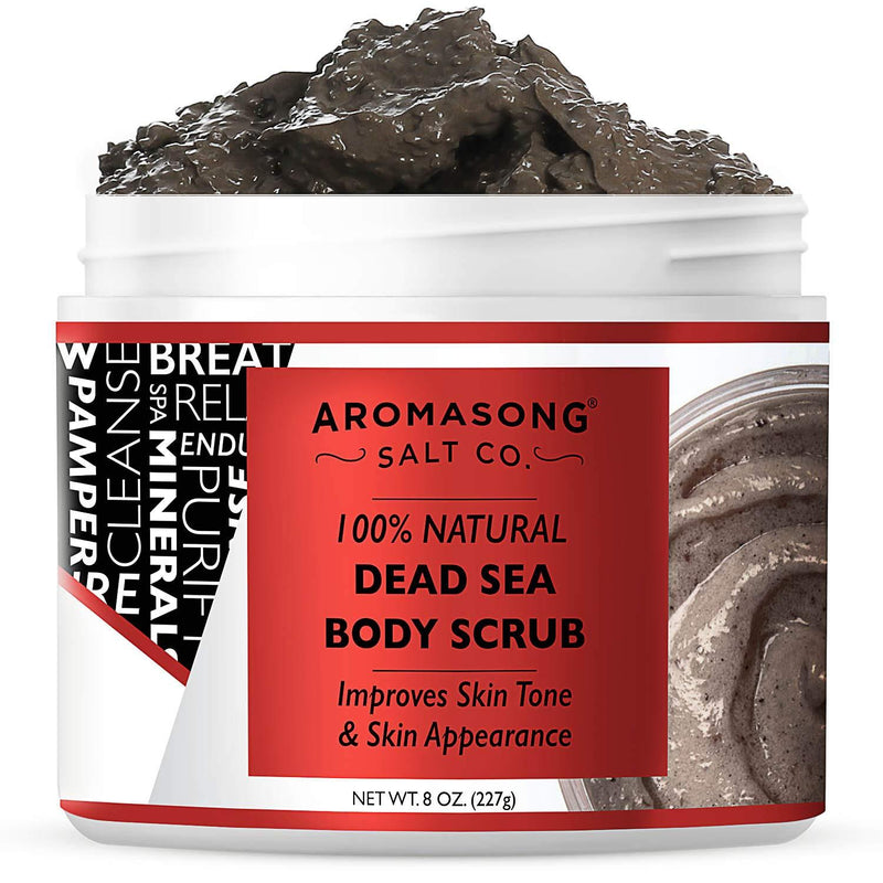 Aromasong 100% Pure Dead Sea Body Scrub, Dead Sea Mud with Dead Sea Salt Only, Natural Cream Exfoliant, Stretch Mark & Wrinkle Reducer Soothing Reliefs Sore Muscles, Body Scrub for Women & Men, 8oz. - BeesActive Australia