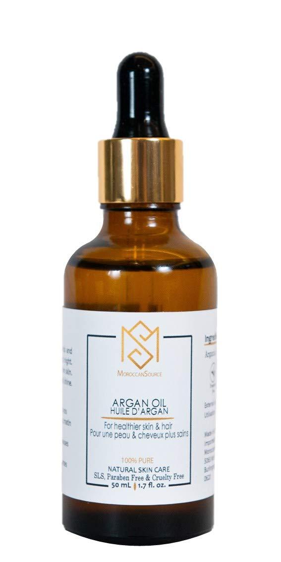 MS 100% Pure Argan Oil From Morocco - Natural Moisturizer for Skin, Face and Hair - 1.7 oz / 50 ml in a Glass Bottle - by MoroccanSource - BeesActive Australia