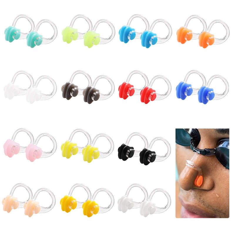 YOPAY 28 Pack Swimming Nose Clip, Silicone Waterproof Surfing Nose Protector Plug for Age 7+ Kids Adults Training,Swim Games, Soft, Comfortable, 14 Colors - BeesActive Australia