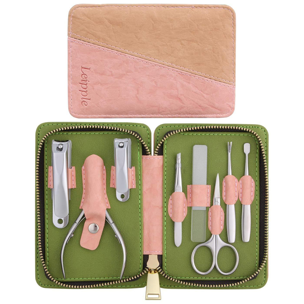 Professional Manicure Set Nail Clippers Kit Pedicure kit -8 PCS Stainless Steel Grooming Kit -Nail Care Tools Kit with Portable Luxurious Leather Case - BeesActive Australia
