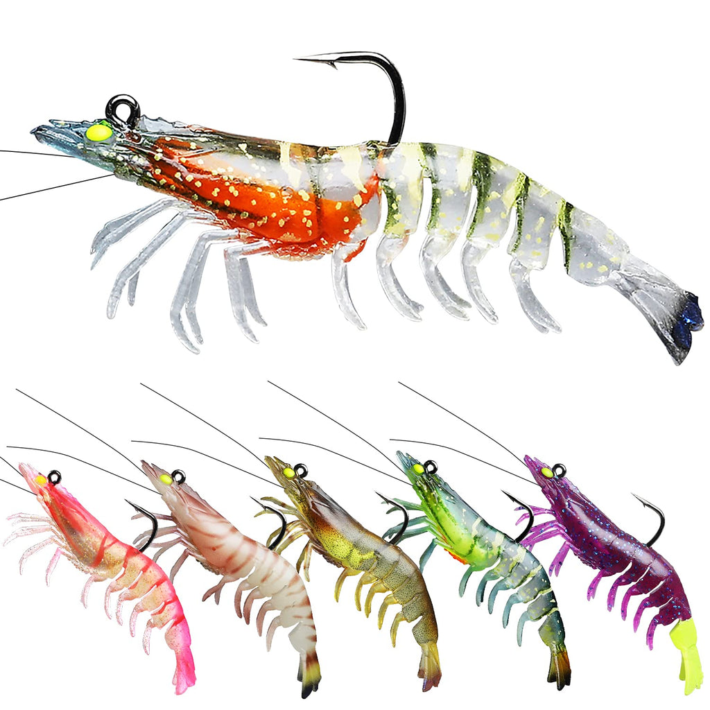 TRUSCEND Pre-Rigged Jig Head Fishing Lures, Premium Shrimp Lure with VMC Hook, Weedless Soft Swimbaits for Bass, Fishing Bait with Spinner, Trout Crappie Walleye Fishing Jigs for Freshwater Saltwater A-3.5"-0.4oz - BeesActive Australia