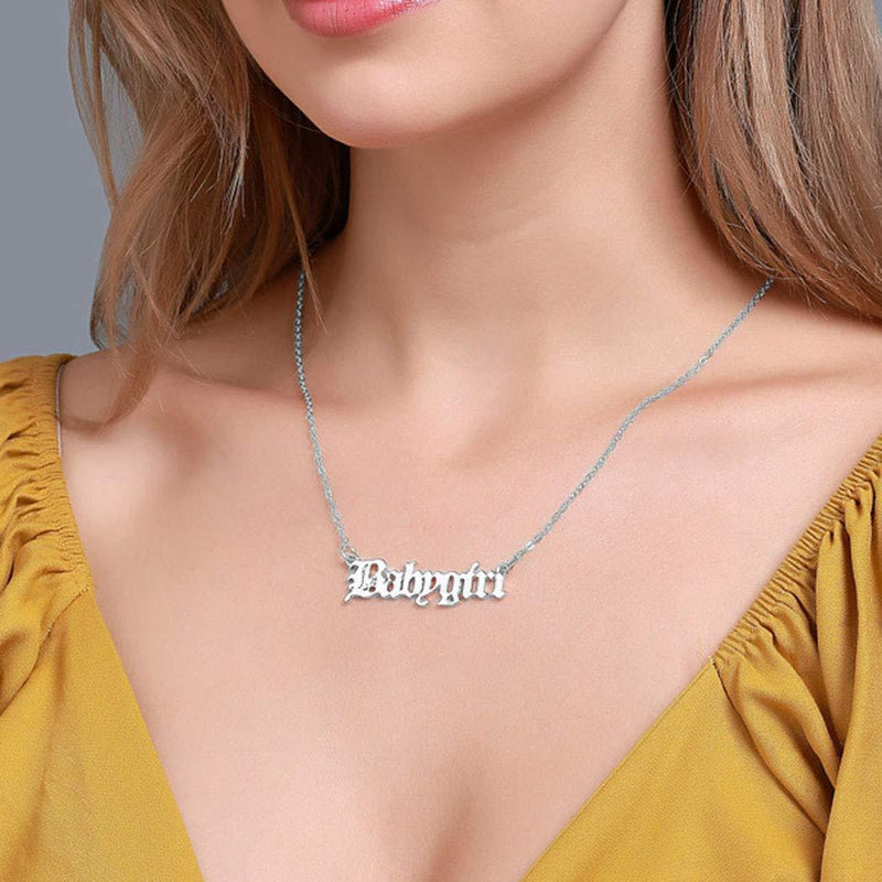 TseanYi Initial Name Necklace Jewelry Silver Bar Letter Necklace Choker Personalized Necklace Chain Jewelry for Women and Girls (Silver) - BeesActive Australia