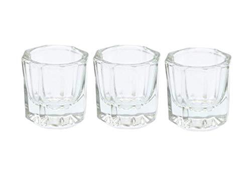 3PCS Glass Dappen Dish Crystal Cup Dappen Dish for Nail Cup Art Acrylic Liquid Powder Nail Art Tools (No Lid) No Lid - BeesActive Australia